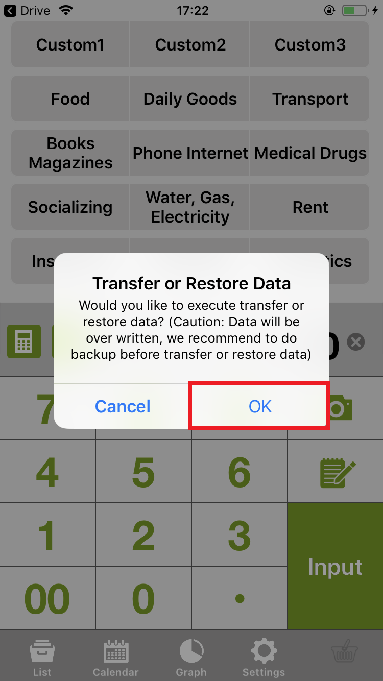 Open Dropbox app and Choose Backup data of Quick Money Recorder that you saved before